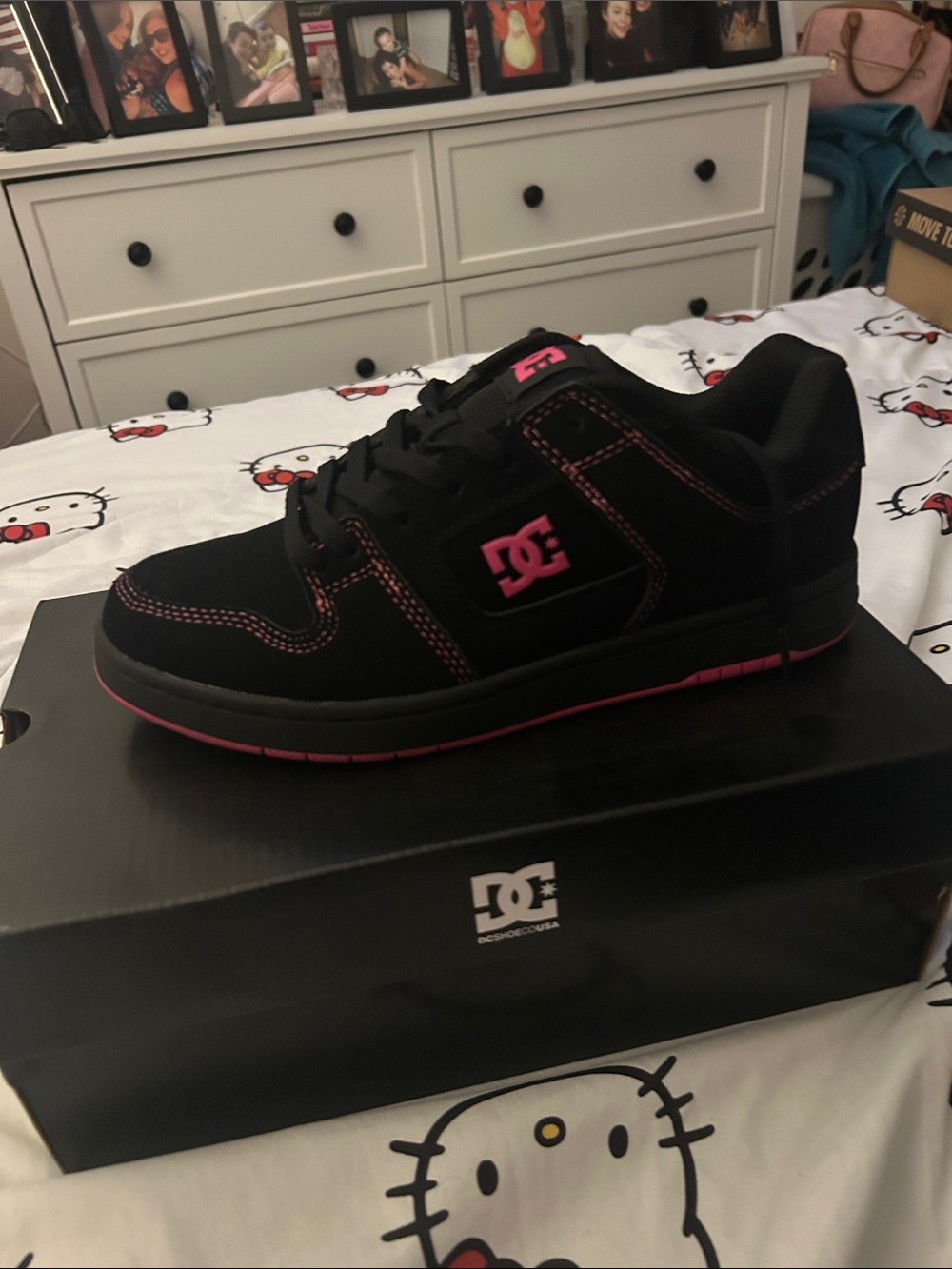 DC Black Skate Sneaker with Pink Accents